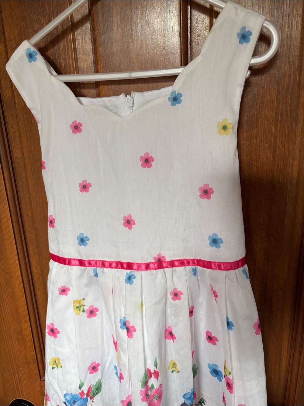 Sunny Fashion Girls Floral Garden Fit & Flare Party Dress White Pink Size 7 - Picture 2 of 7